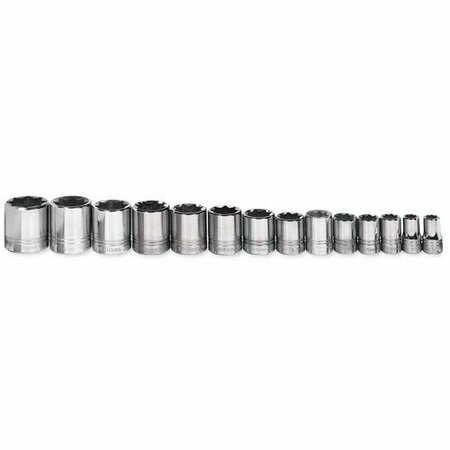 WILLIAMS Socket Set, 14 Pieces, 1/2 Inch Dr, Shallow, 1/2 Inch Size JHWWSS-814RC